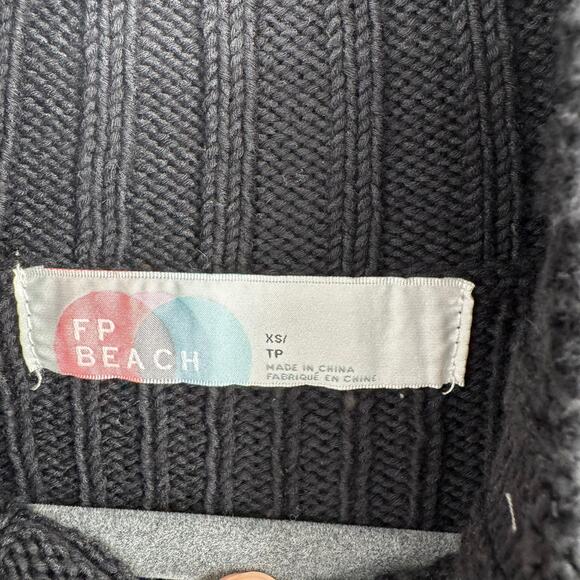 Free People FP Beach Rib Knit Mock Neck Sweater Womens XS Black - Picture 8 of 13